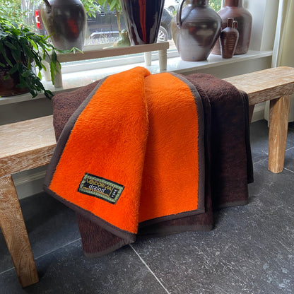 Vintage bruin oranje deken Dralon