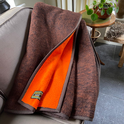 Vintage bruin oranje deken Dralon