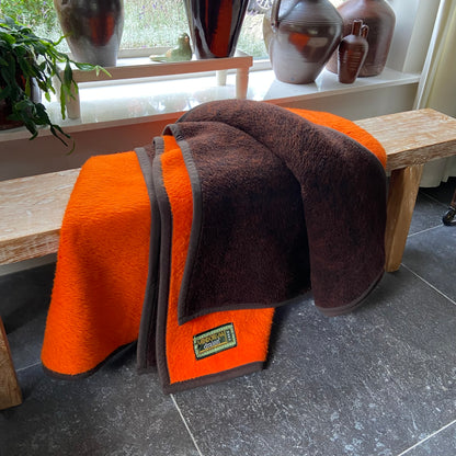 Vintage bruin oranje deken Dralon