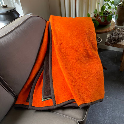 Vintage bruin oranje deken Dralon