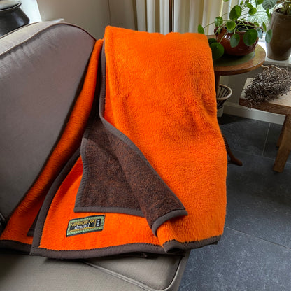 Vintage bruin oranje deken Dralon