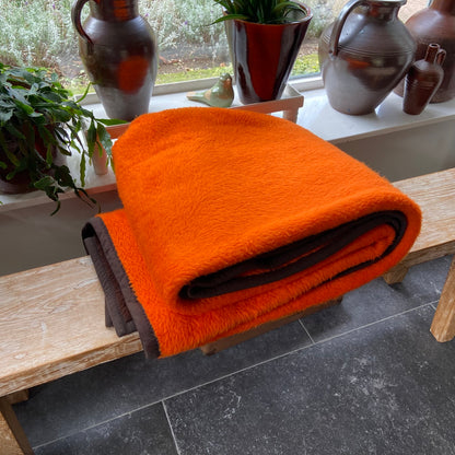 Vintage bruin oranje deken Dralon