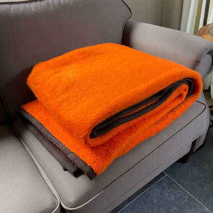 Vintage bruin oranje deken Dralon