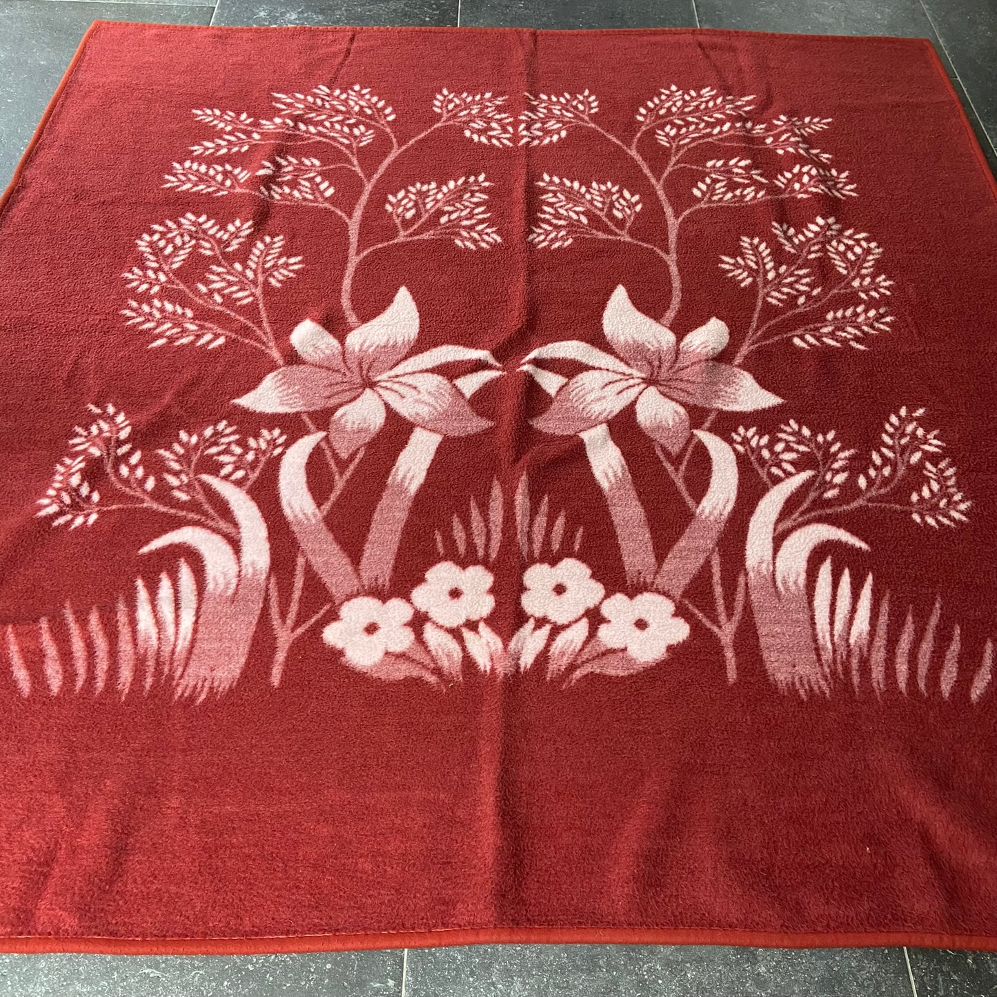 Vintage deken aubergine