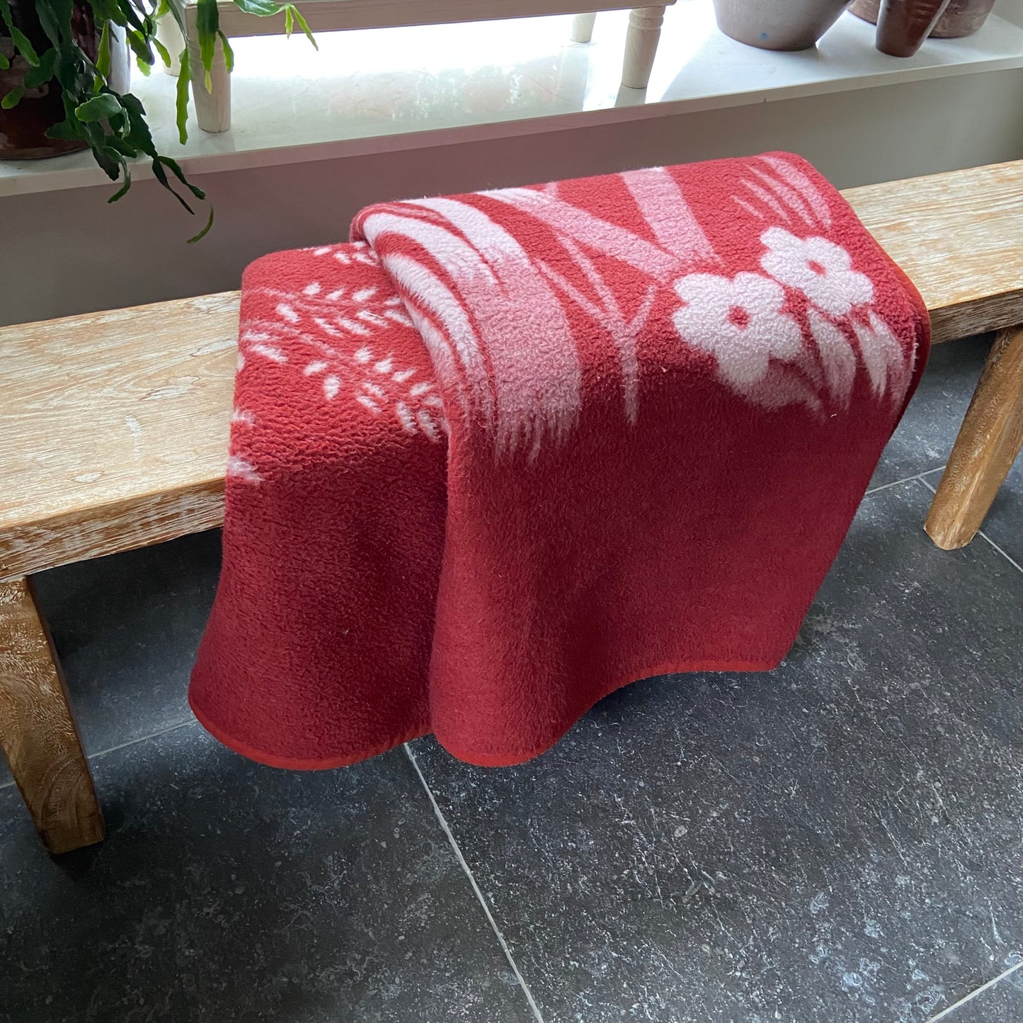 Vintage deken aubergine