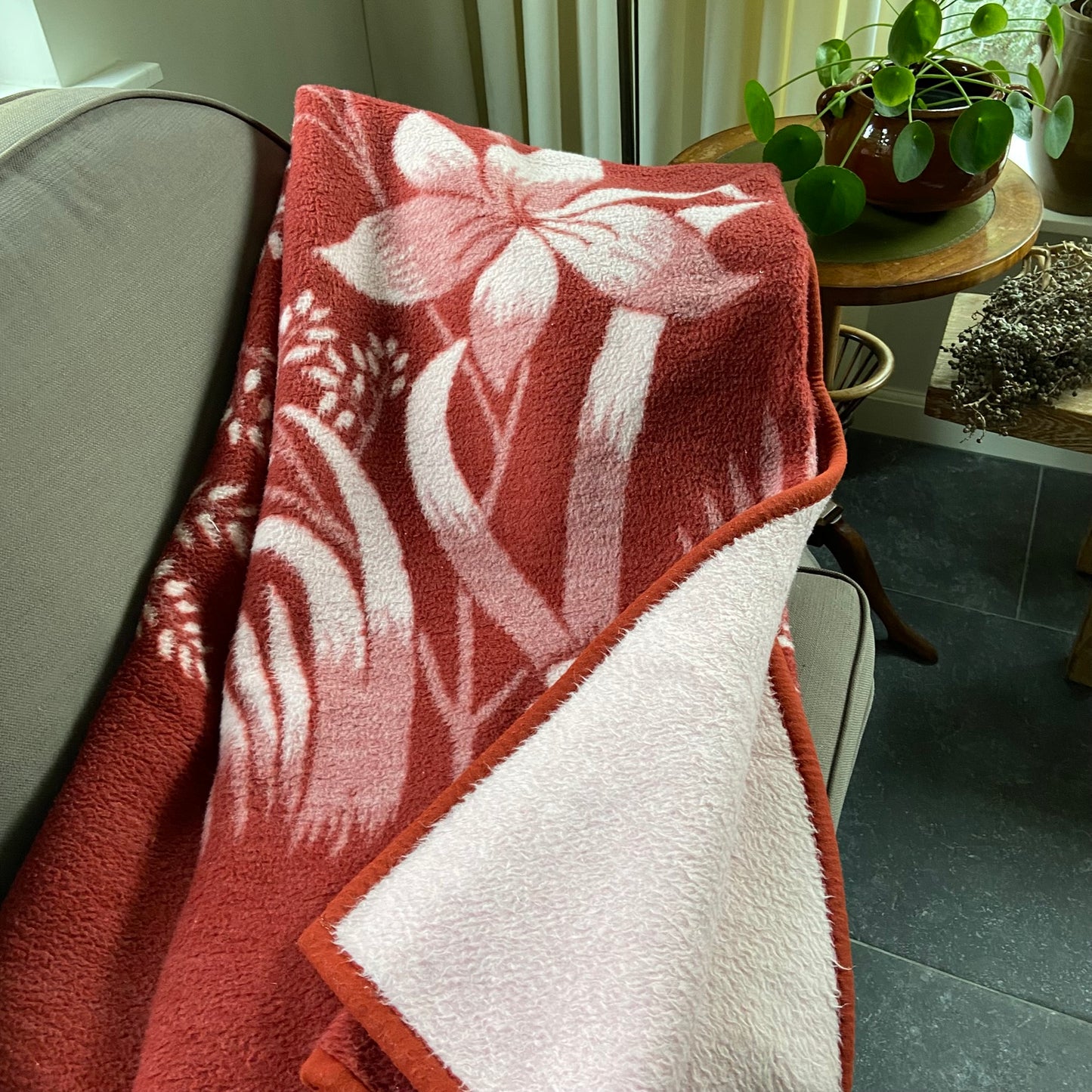 Vintage deken aubergine