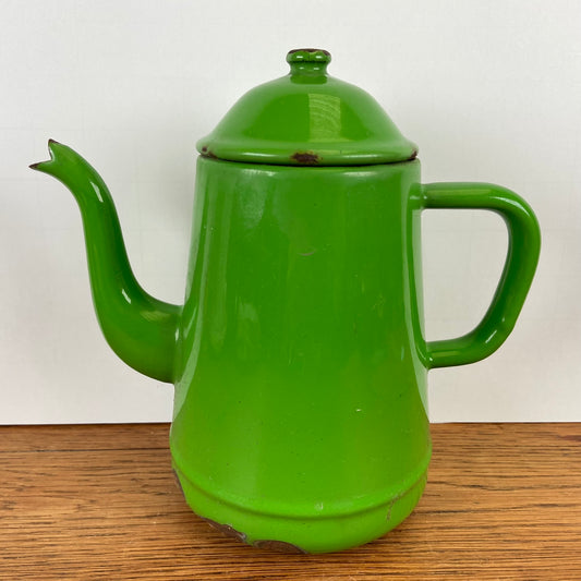 Vintage emaille theepot groen