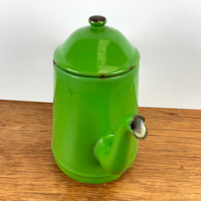 Vintage emaille theepot groen