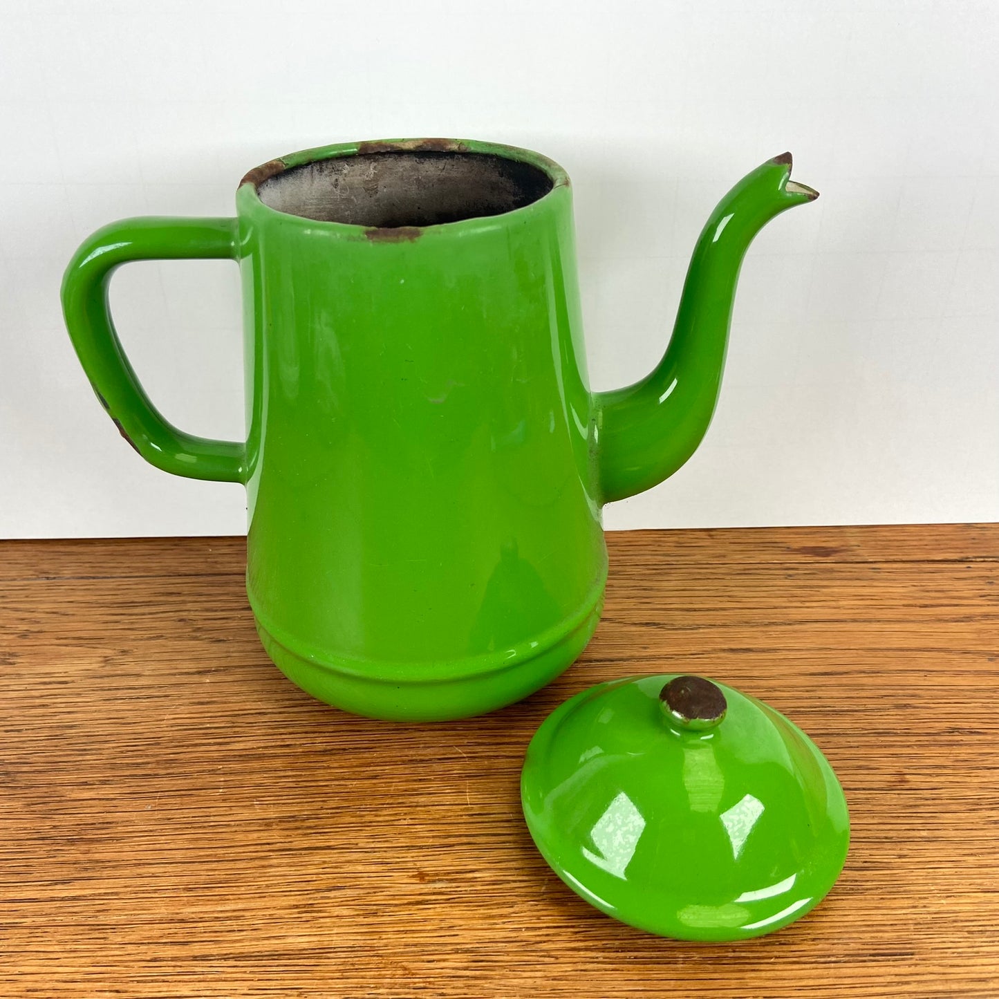 Vintage emaille theepot groen