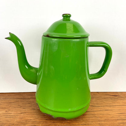 Vintage emaille theepot groen