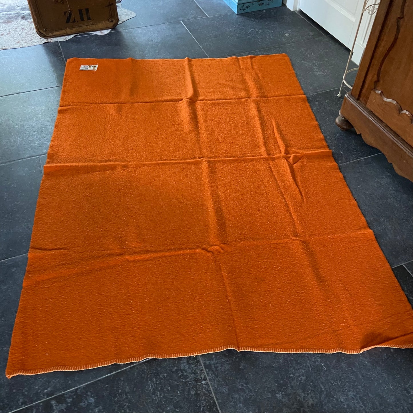 Vintage wollen oranje deken