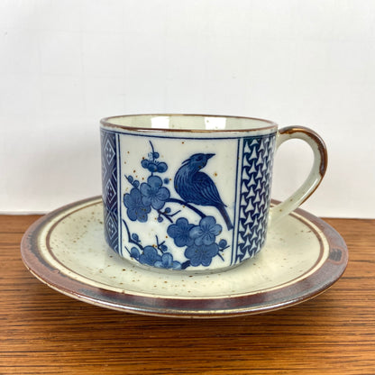 Vintage kop en schotel blauw