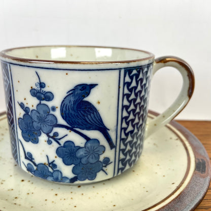Vintage kop en schotel blauw