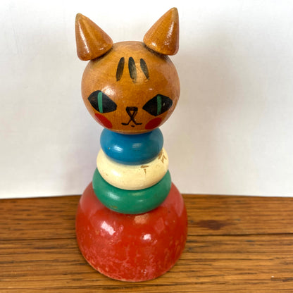 Vintage Stapelfiguur houten kat