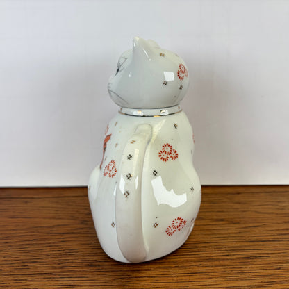 Vintage theepot kat met vis