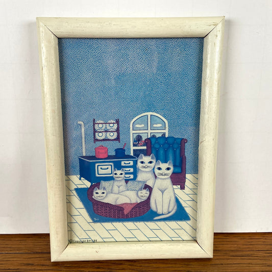 Vintage schilderijtje katten  1