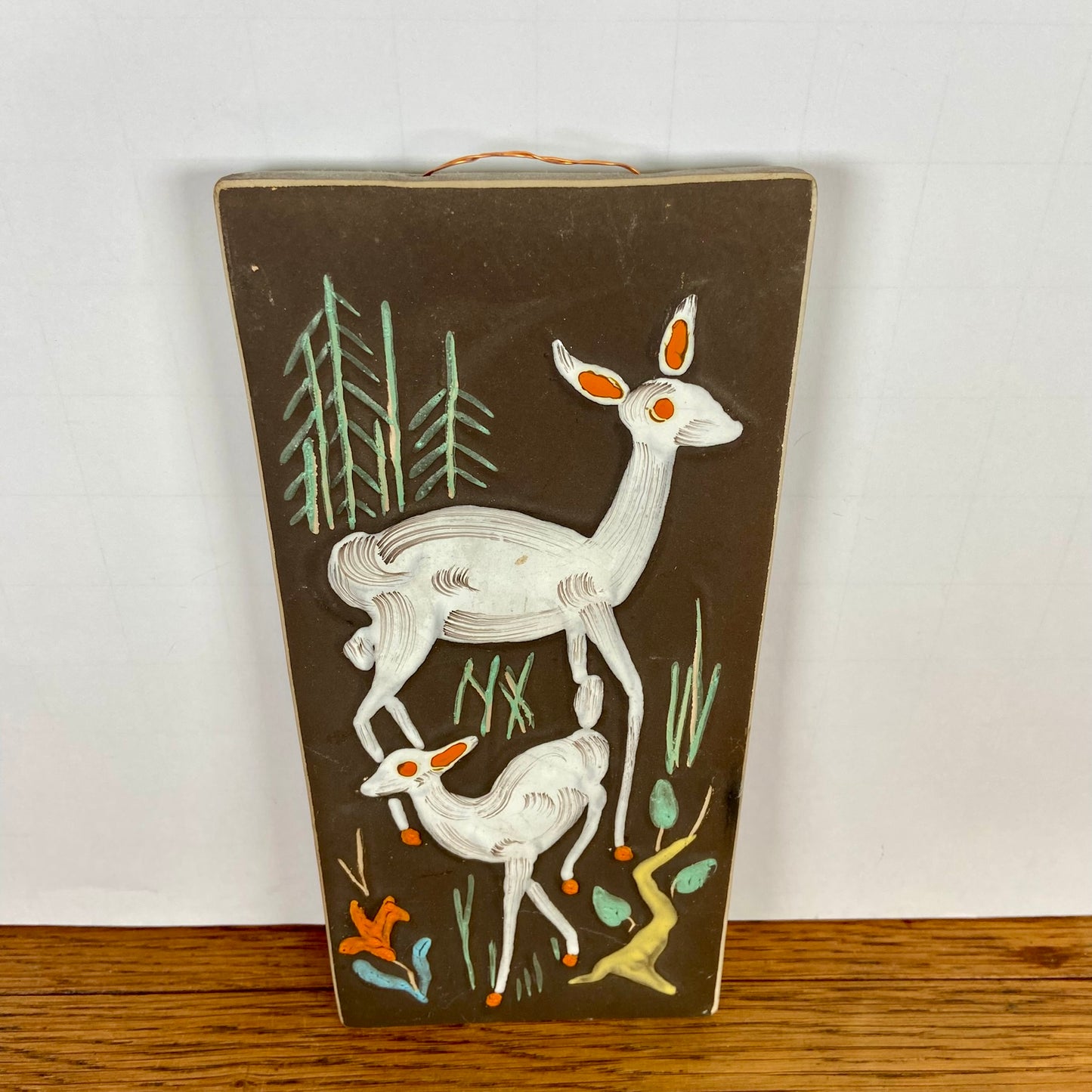 Vintage keramieken wandhanger hertjes