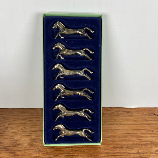 Vintage verzilverde messenleggers paarden