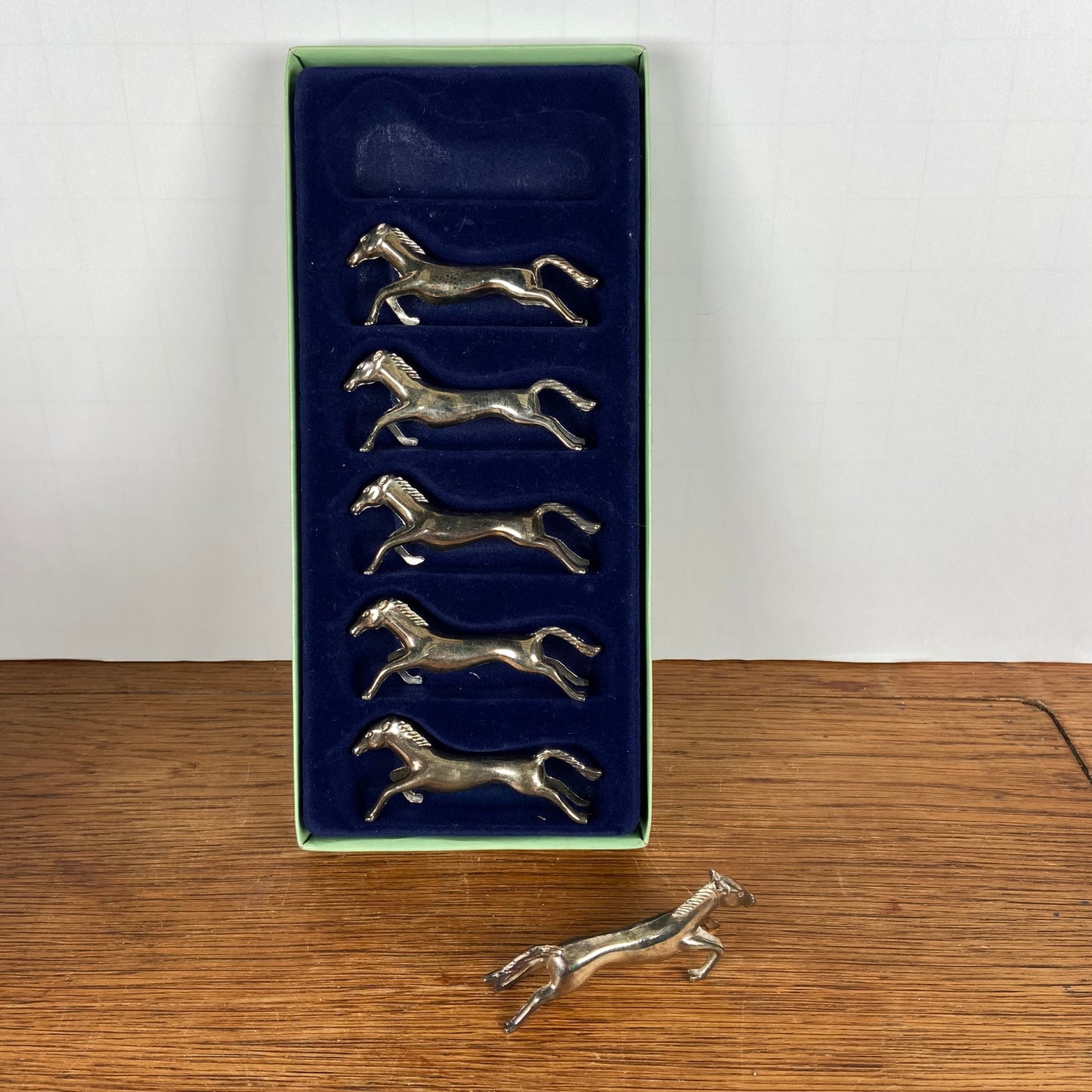 Vintage verzilverde messenleggers paarden