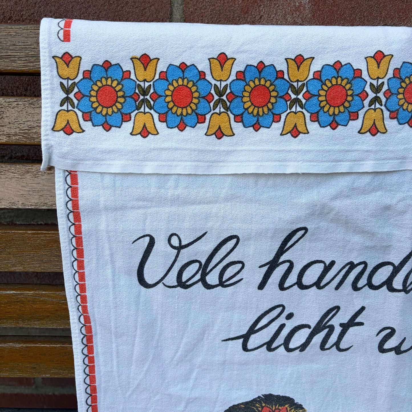 Vintage overhanddoek “Vele handen maken licht werk”