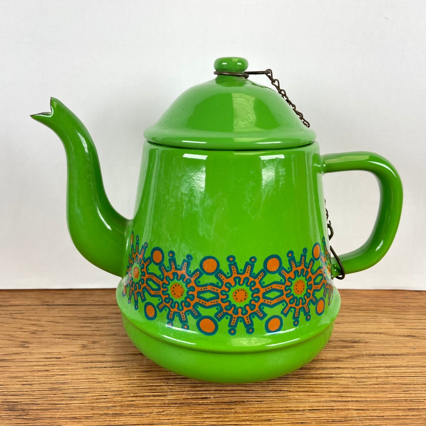 Vintage groene emaille theepot