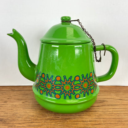 Vintage groene emaille theepot