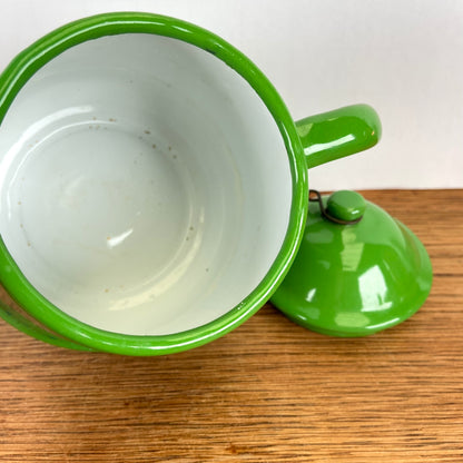 Vintage groene emaille theepot