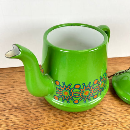 Vintage groene emaille theepot