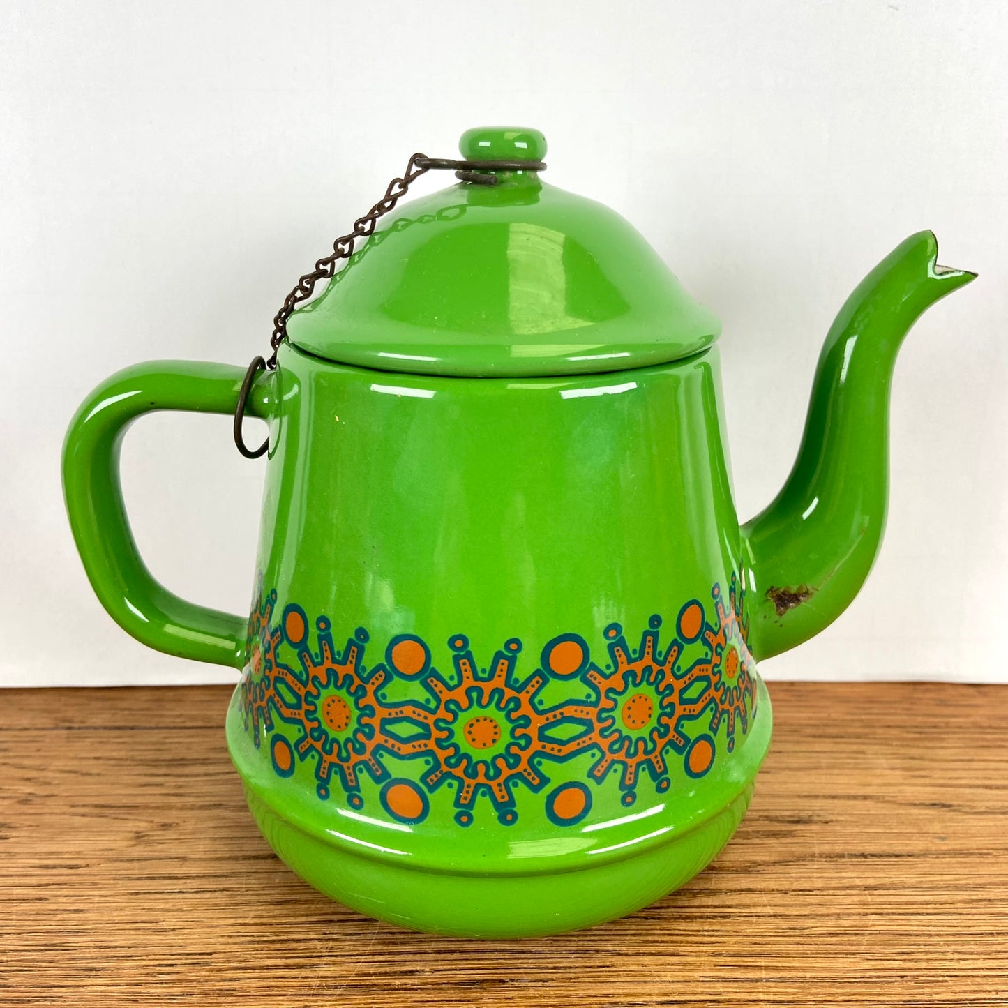 Vintage groene emaille theepot