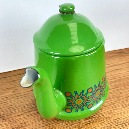 Vintage groene emaille theepot