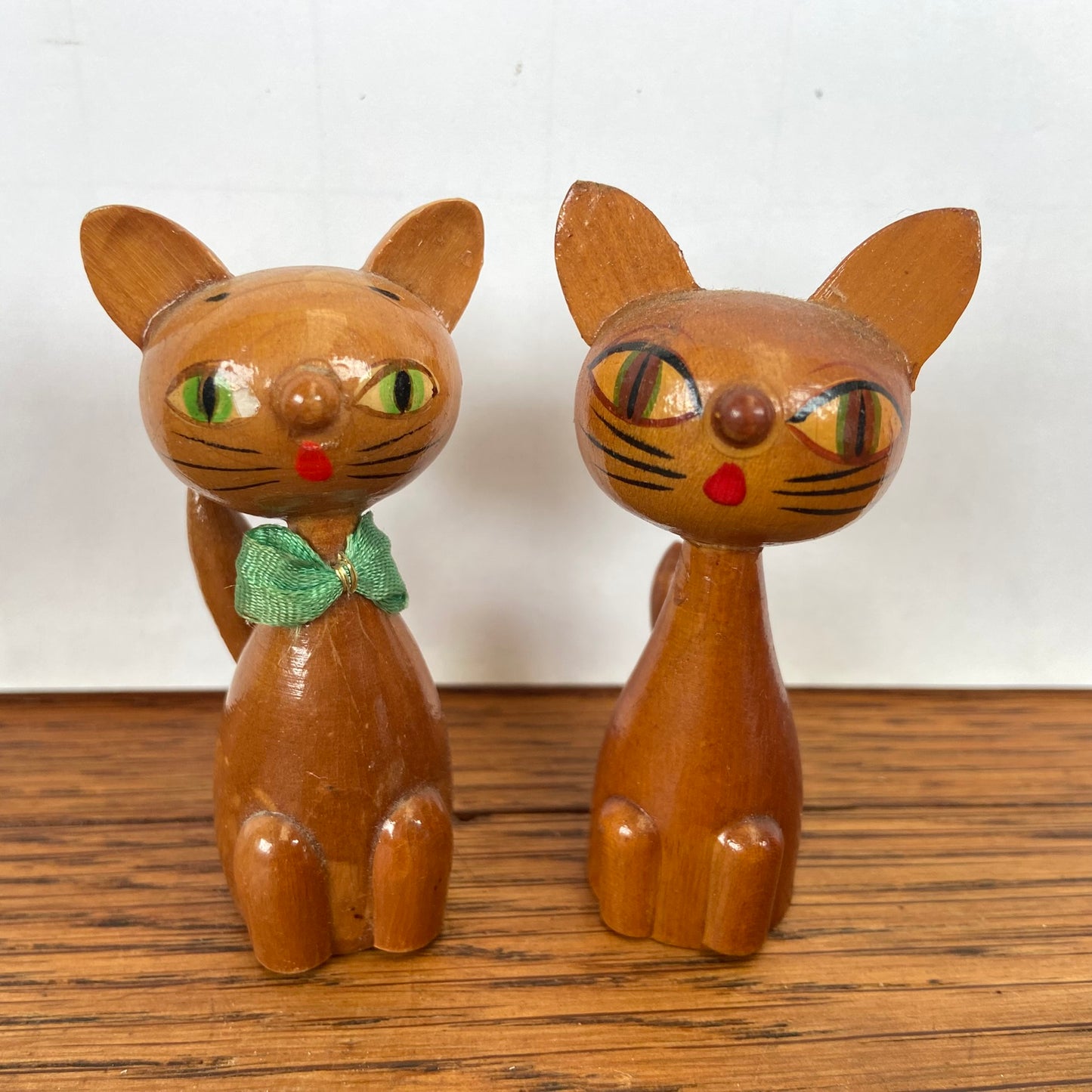 2 vintage houten katjes