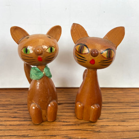 2 vintage houten katjes