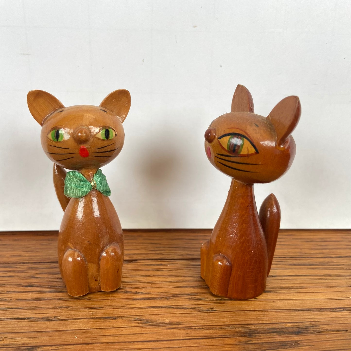 2 vintage houten katjes
