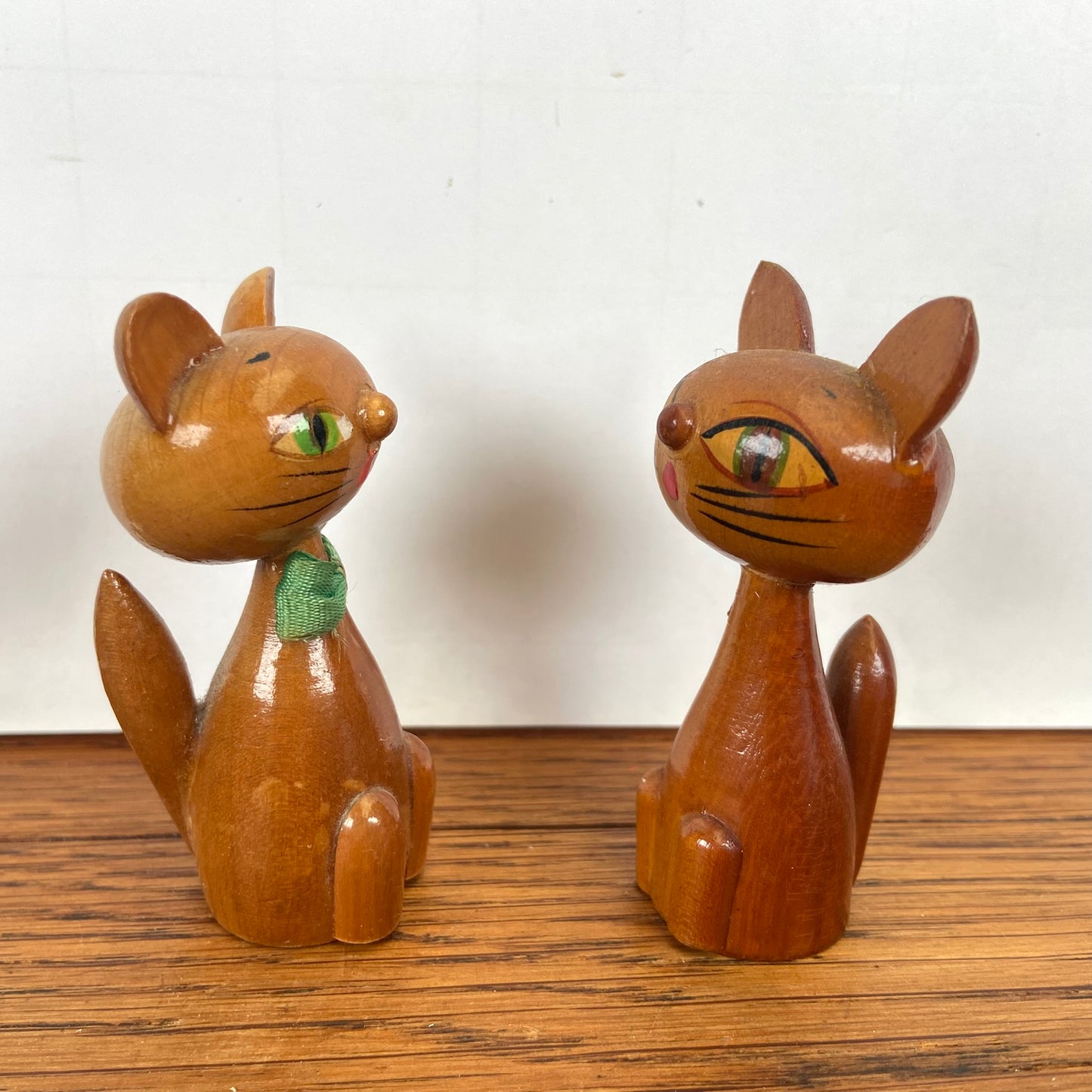 2 vintage houten katjes