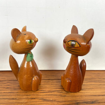 2 vintage houten katjes