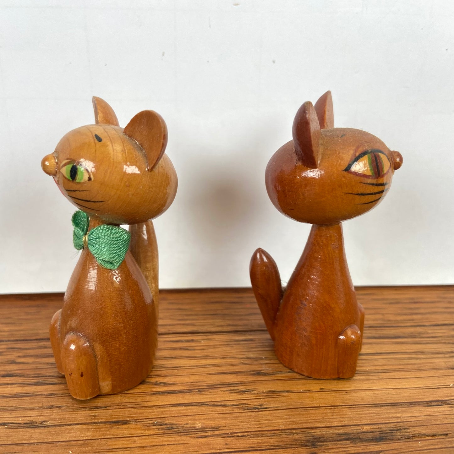2 vintage houten katjes