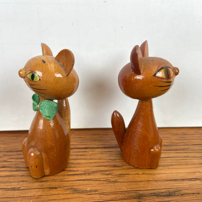 2 vintage houten katjes