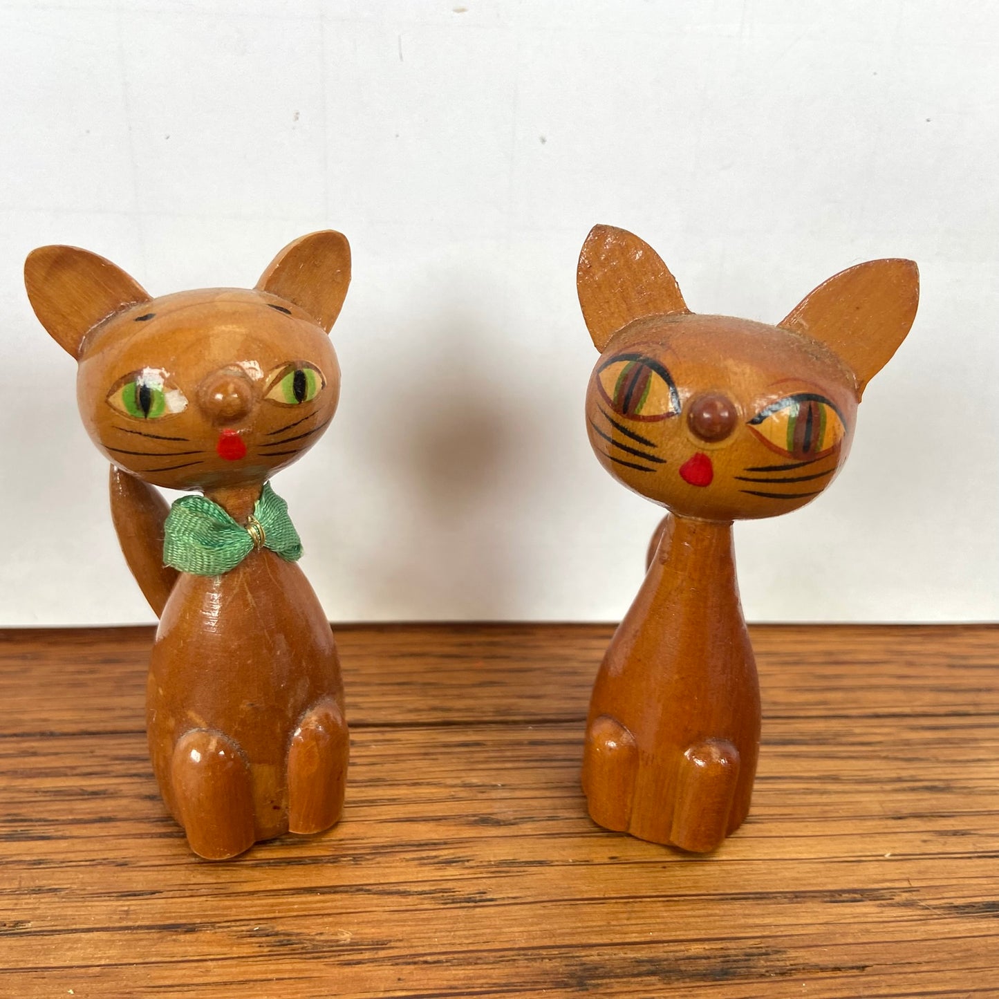 2 vintage houten katjes