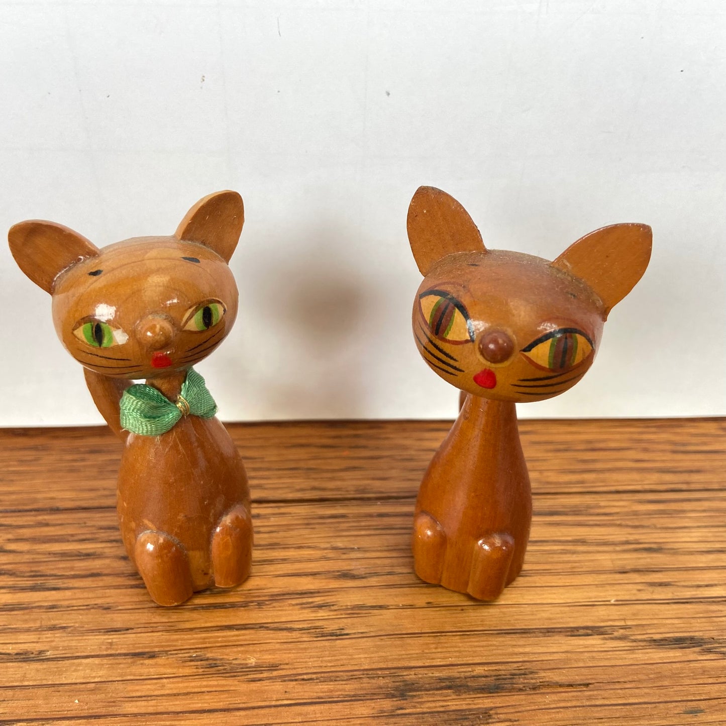2 vintage houten katjes