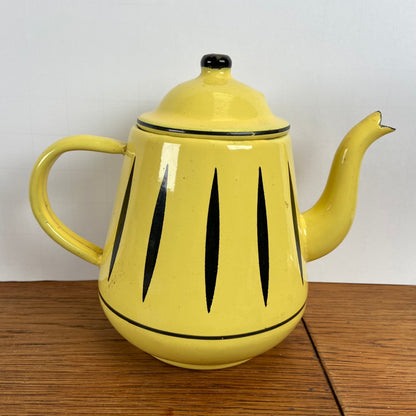 Vintage emaille theepot geel