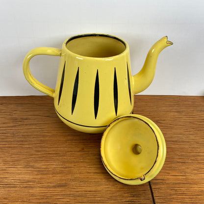 Vintage emaille theepot geel