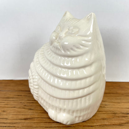 Vintage spaarpot witte kat