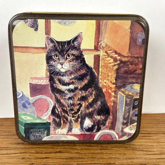 Vintage vierkant katten blikje