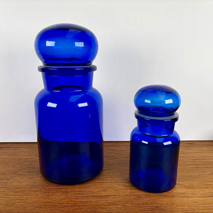 2 blauwe vintage apothekers potten