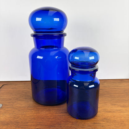 2 blauwe vintage apothekers potten