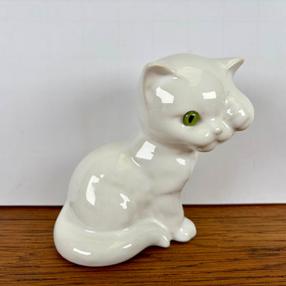 Vintage wit katje groene ogen klein