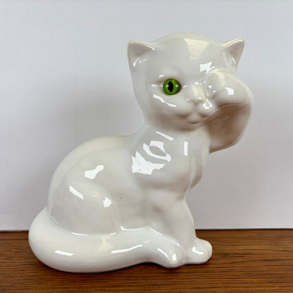 Vintage wit katje groene ogen groot