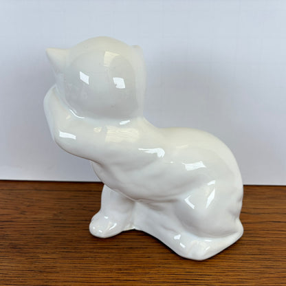 Vintage wit katje groene ogen groot