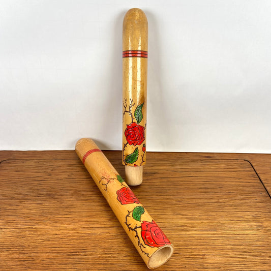 Vintage houten breinaalden koker