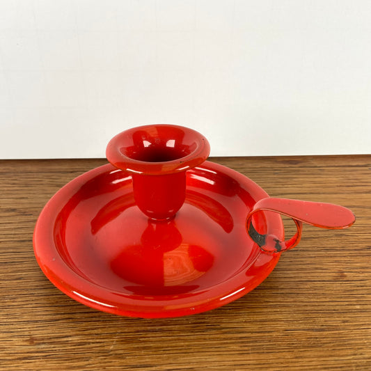 Vintage emaille kandelaar rood-oranje